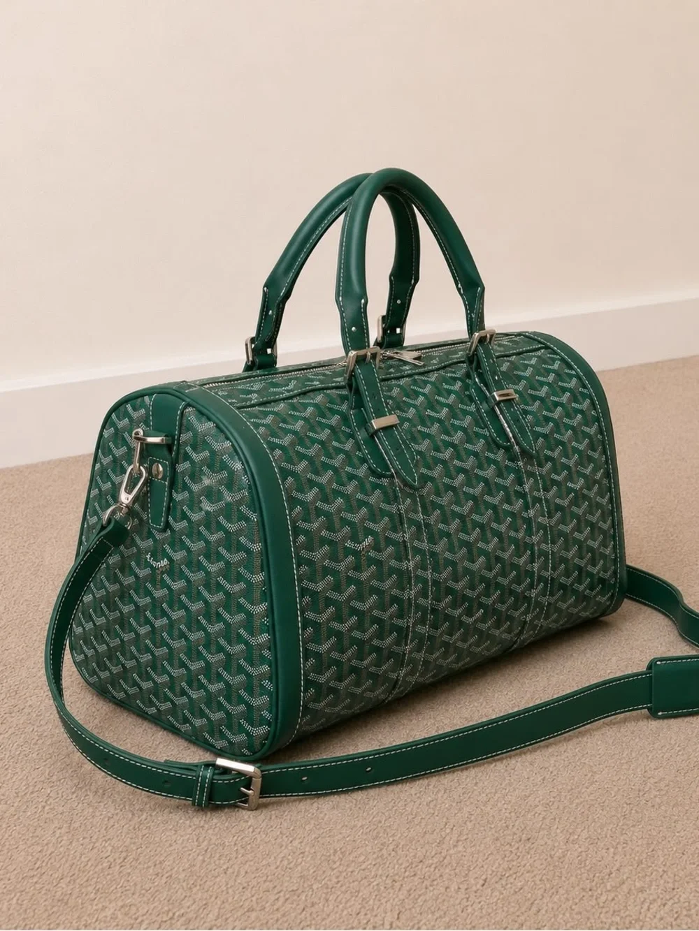 Green Patterned duffel bag
